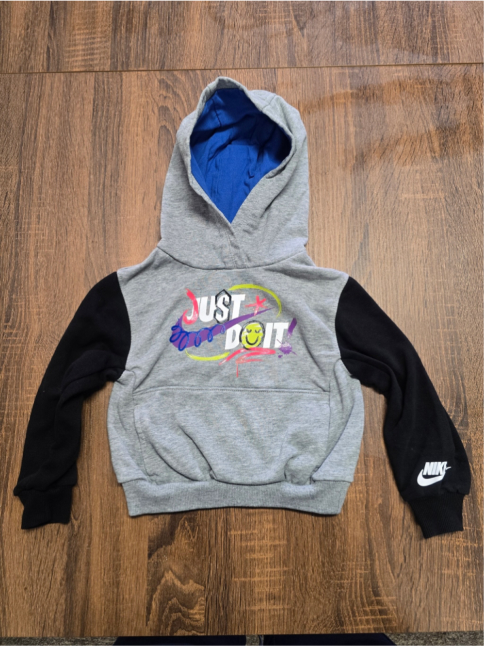 Boys Nike Just Do It Hoodie Sweatshirt Size 2T Grey Black
